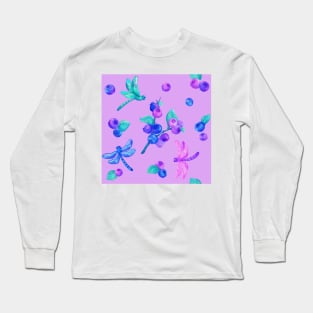 Blueberries and dragonflies Long Sleeve T-Shirt